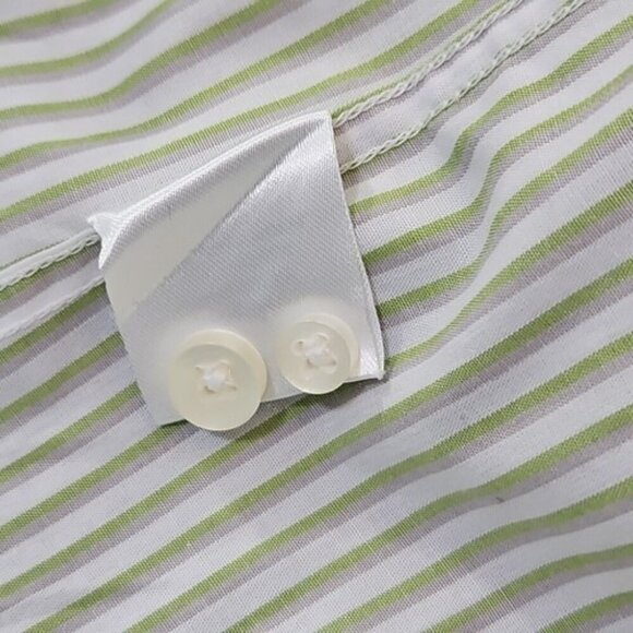 Linea Uomo Shirt Men's 3X Green Stripe Modern Fit Long Sleeve Button Up EUC LN - Picture 13 of 14